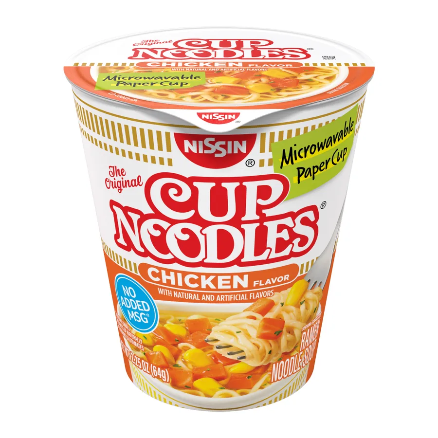 Nissin Cup Noodles Chicken Flavor, front of pack