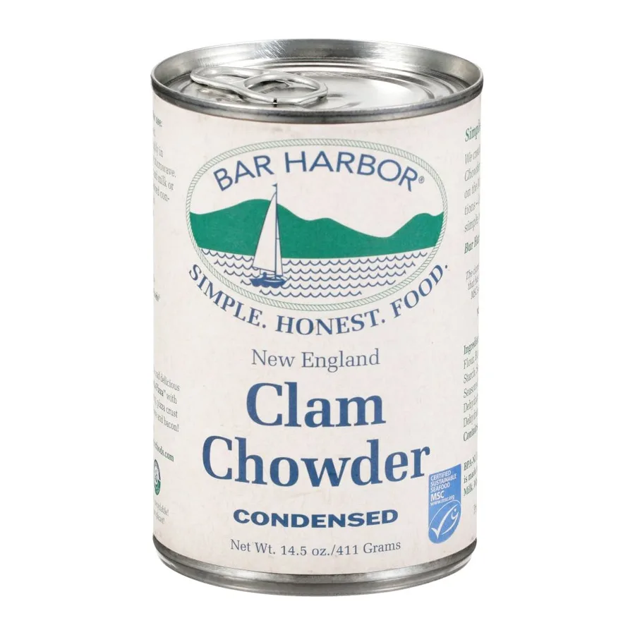 Bar Harbor New england style condensed clam chowder, front of pack