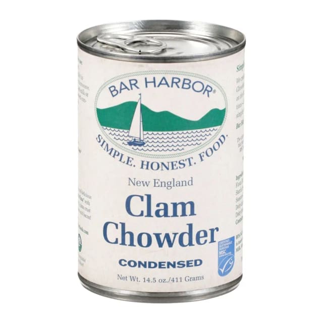 Bar Harbor New england style condensed clam chowder, front of pack
