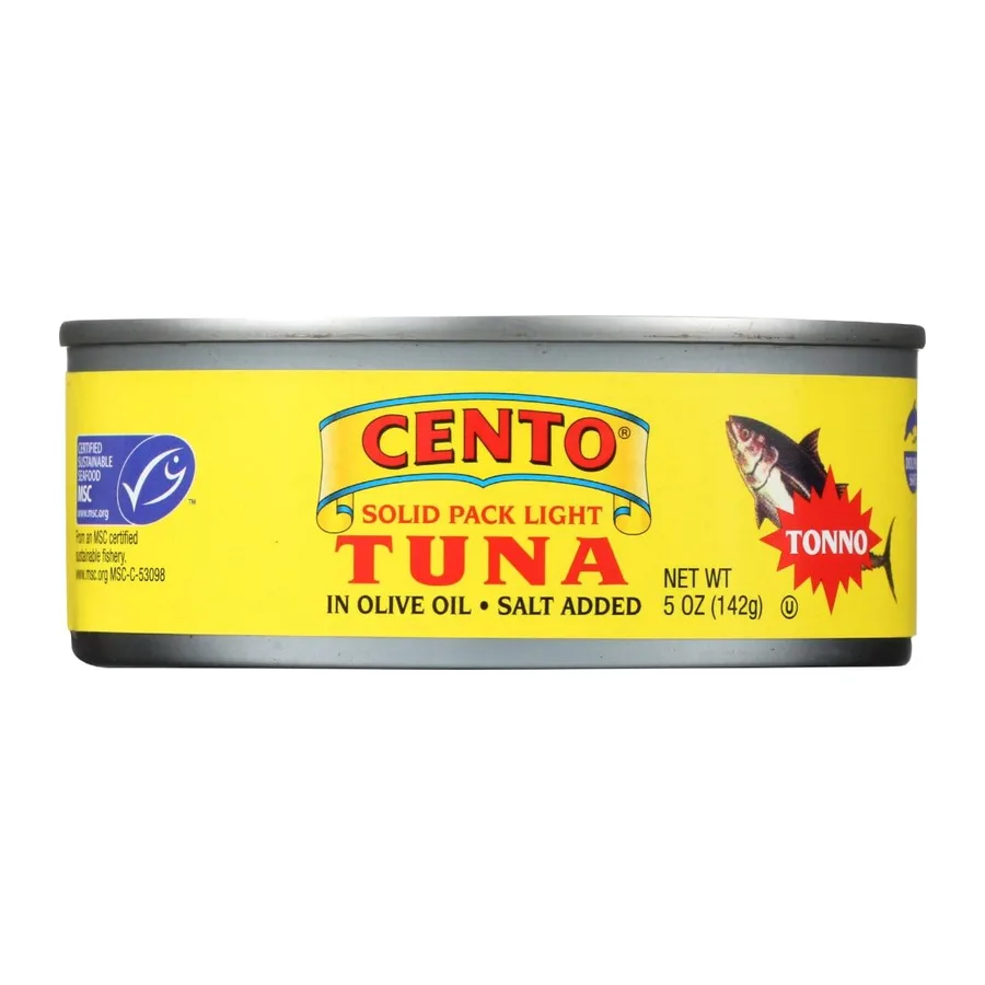 Cento Solid pack light tuna in olive oil, front of pack