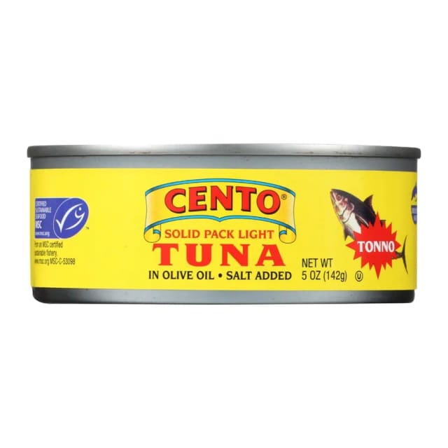 Cento Solid pack light tuna in olive oil, front of pack