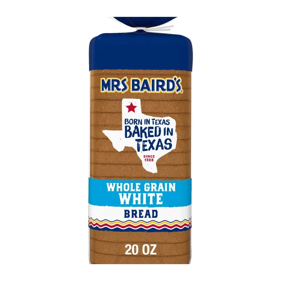 Mrs Baird's Whole Grain White Bread, front of pack