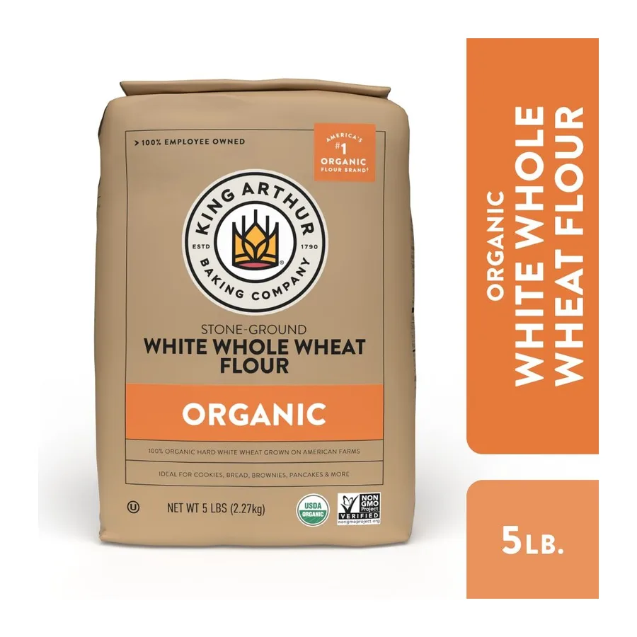 King Arthur Stone Ground White Whole Wheat Flour, front of pack