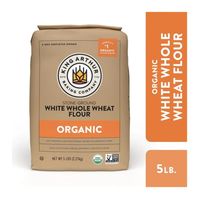 King Arthur Stone Ground White Whole Wheat Flour, front of pack