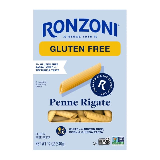 Ronzoni Gluten free penne rigate, front of pack