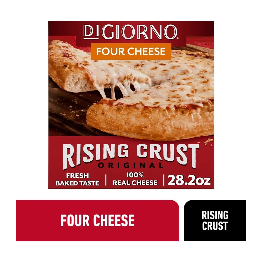 Digiorno Rising crust four cheese frozen pizza, front of pack