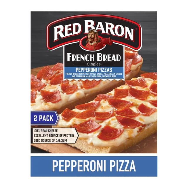 Red Baron French Bread Pepperoni Pizza Singles, front of pack