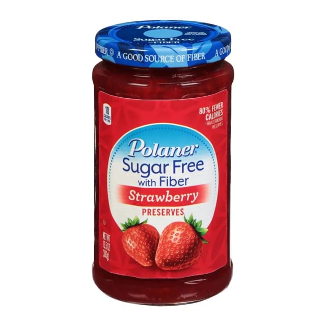 Polaner Sugarfree strawberry preserves with fiber, front of pack
