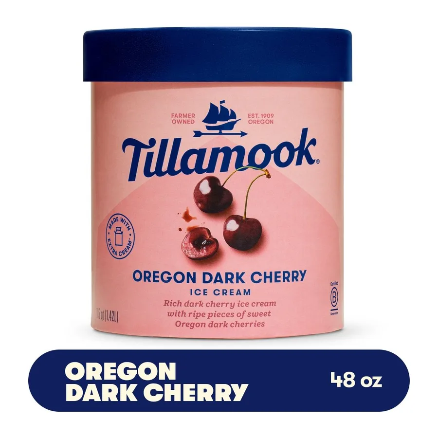 Tillamook Oregon Dark Cherry Ice Cream, front of pack