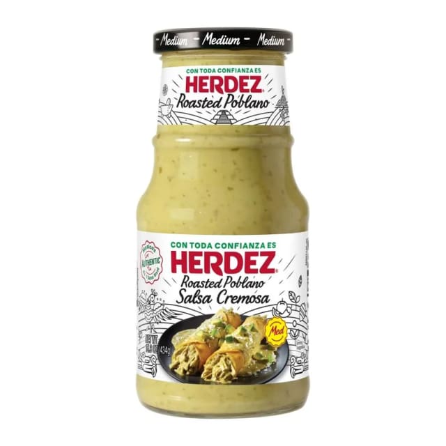 Herdez Roasted poblano salsa cremo, front of pack