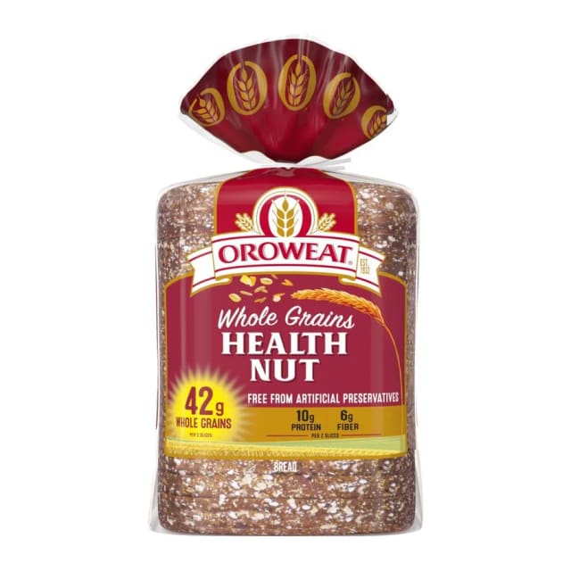 Oroweat Whole grains health nut bread, front of pack