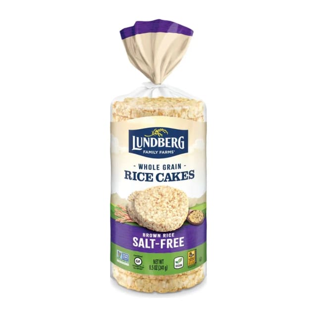 Lundberg Family Farms Eco-Farmed Brown Rice Rice Cakes, Salt Free, front of pack