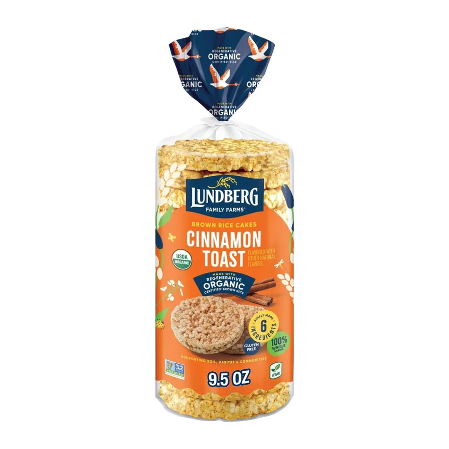Lundberg Family Farms Cinnamon Toast Organic Rice Cakes, front of pack
