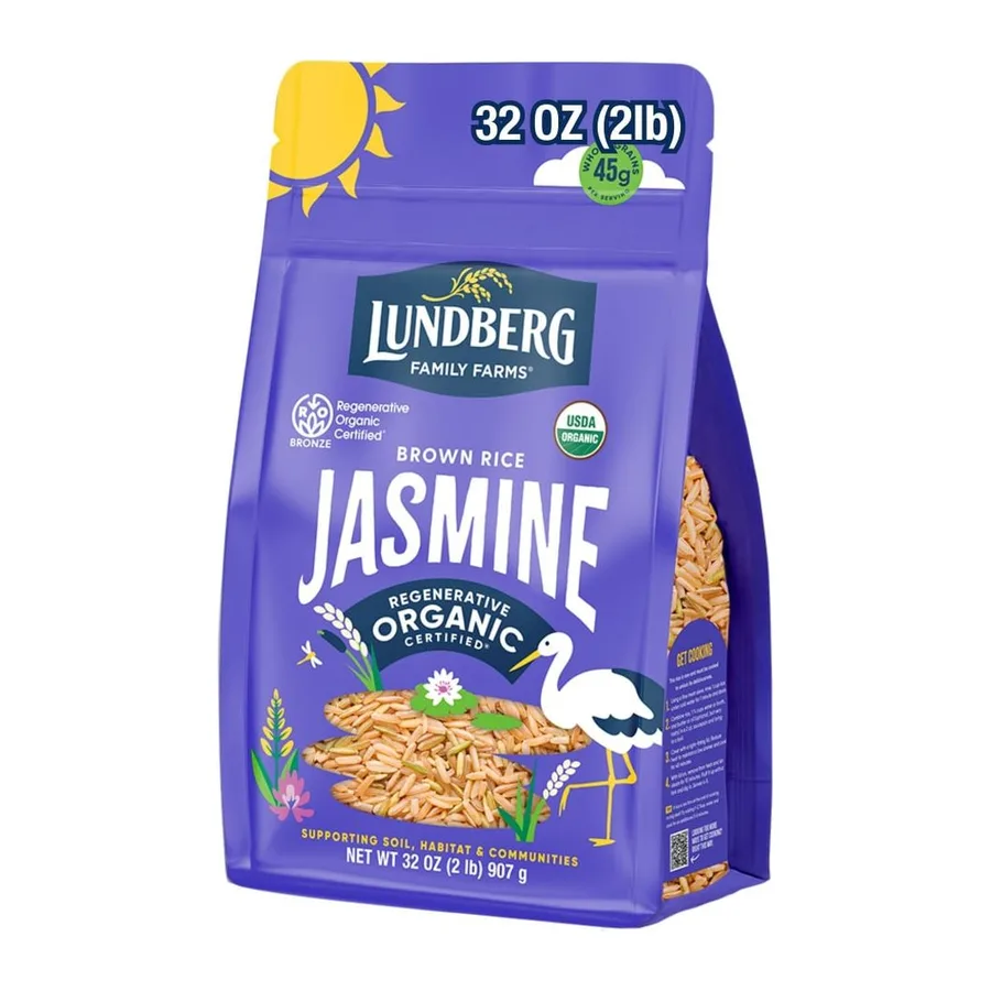 Lundberg Family Farms Organic California Brown Jasmine Rice, front of pack