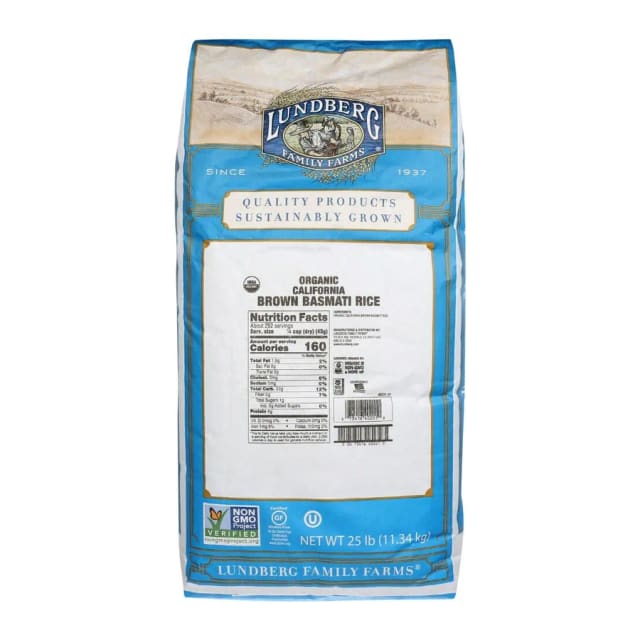 Lundberg Family Farms Organic California Brown Basmati Rice, front of pack