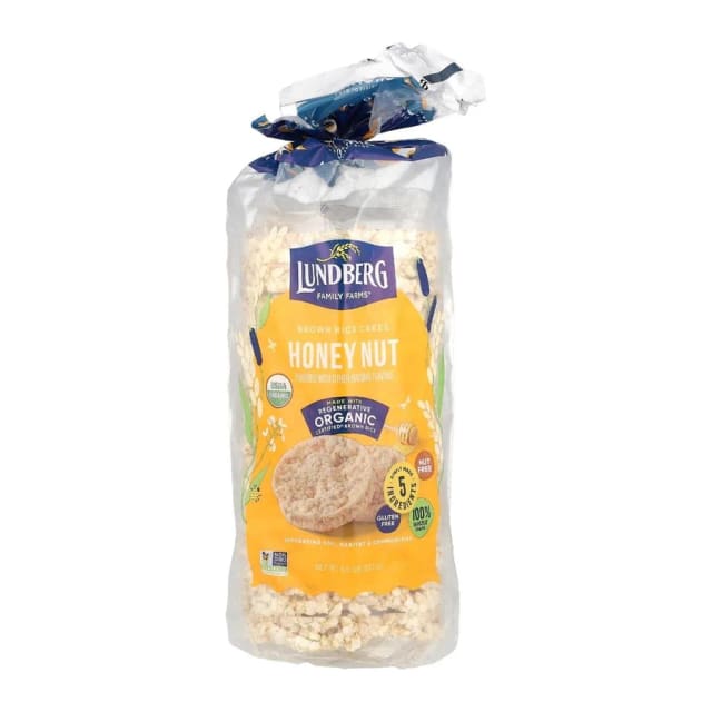 Lundberg Family Farms Organic Honey Nut Rice Cakes, front of pack
