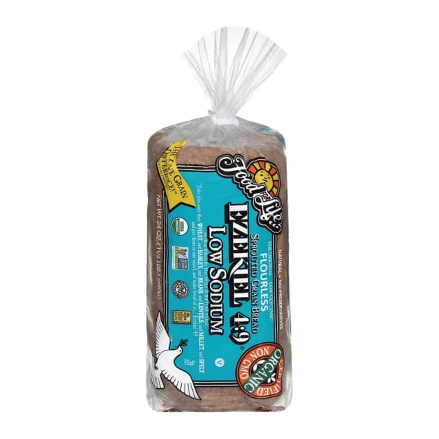 Food for Life Ezekiel 4:9 Low Sodium Sprouted Whole Grain Bread, front of pack