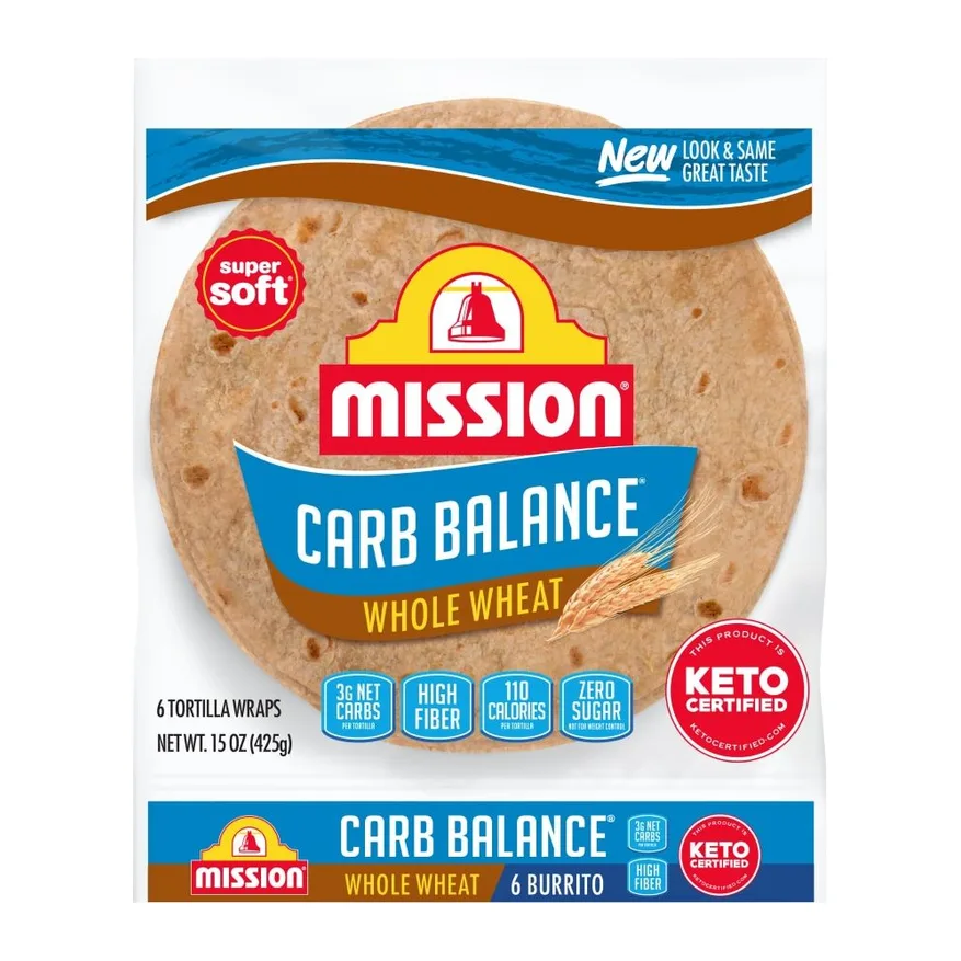 Mission Carb Balance Whole Wheat Tortilla Wraps, front of pack
