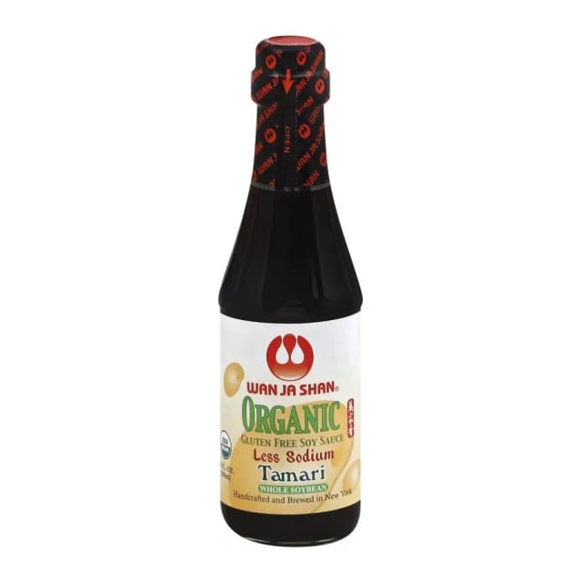 Wan Ja Shan Organic less sodium tamari sauce, front of pack