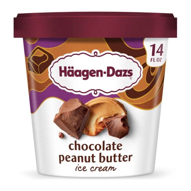 Haagen-Dazs Chocolate Peanut Butter Ice Cream, front of pack