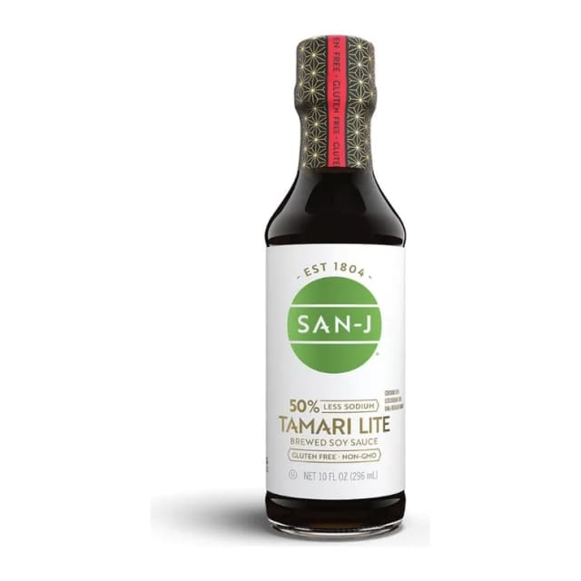 San-J Tamari Lite 50% Less Sodium Soy Sauce, front of pack