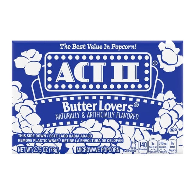 Act II Butter Lovers popcorn, front of pack