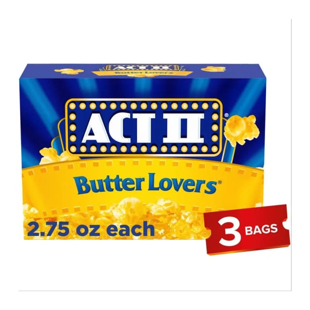 Act II Butter lovers microwave popcorn boxes, front of pack