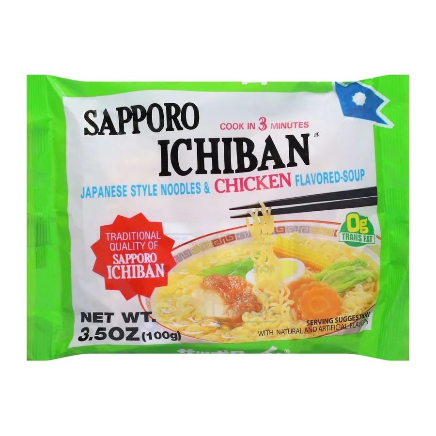 Sapporo Ichiban Ichiban ramen chicken, front of pack
