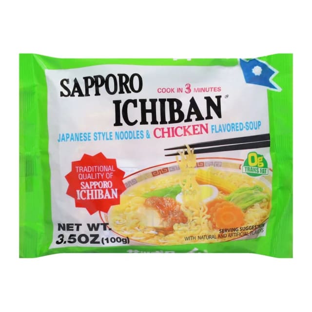 Sapporo Ichiban Ichiban ramen chicken, front of pack