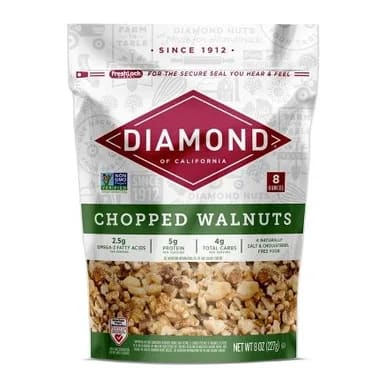 Diamond California Chopped Walnuts, front of pack