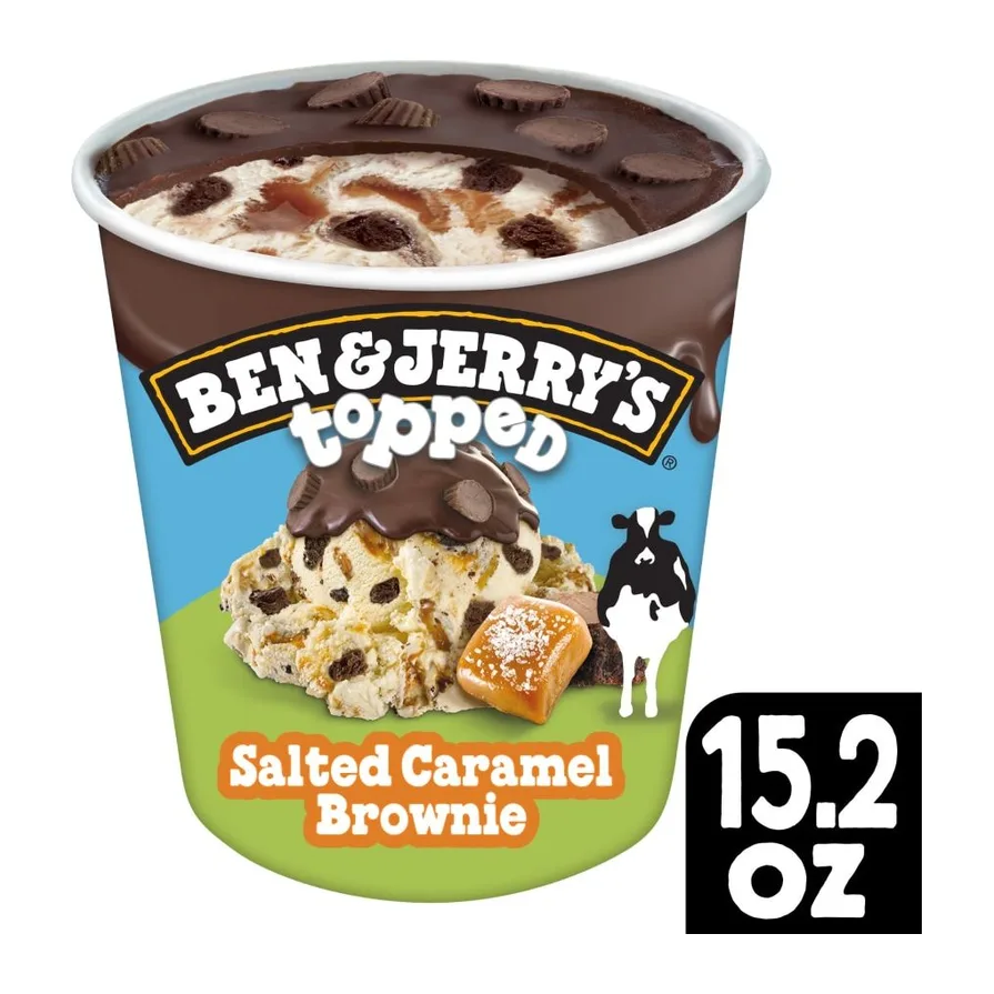 Ben & Jerry's Topped salted caramel brownie, front of pack