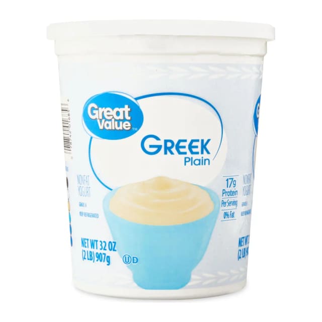 Great Value Greek Yogurt Nonfat Plain, front of pack