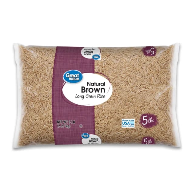 Great Value Kosher Long Grain Brown Rice, front of pack