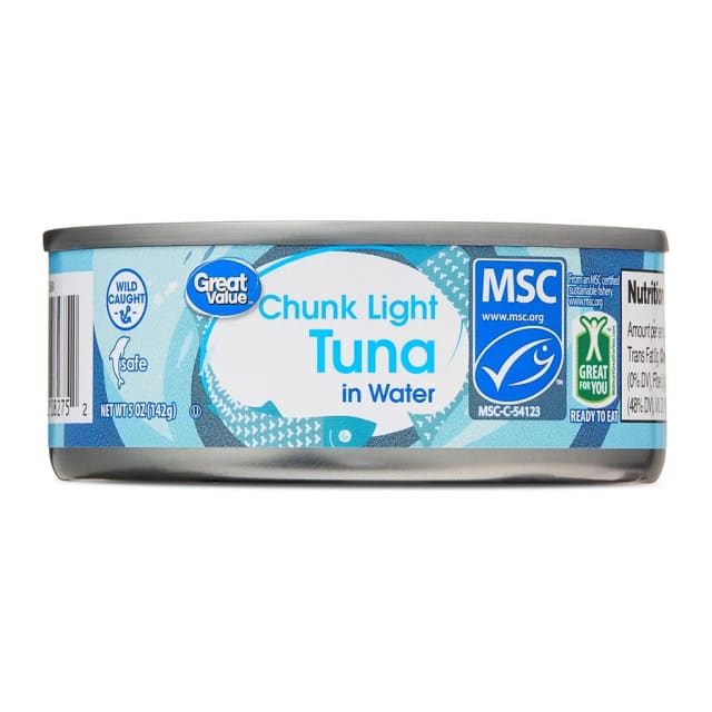 Great Value Chunk Light Tuna In Water, front of pack