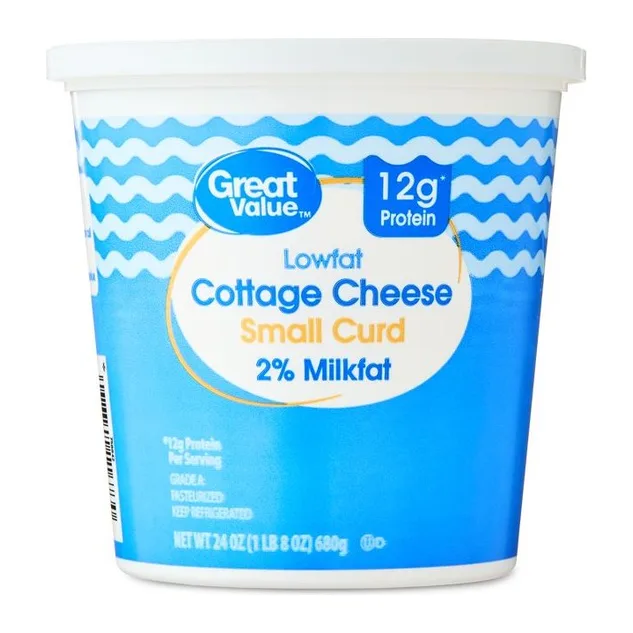 Great Value Lowfat Cottage Cheese Small Curd 2% Milkfat, front of pack
