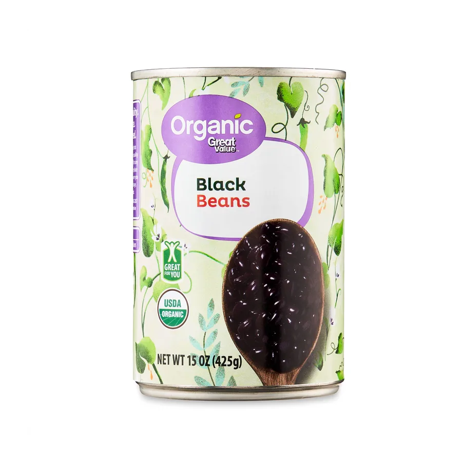 Great Value Organic Black Beans, front of pack