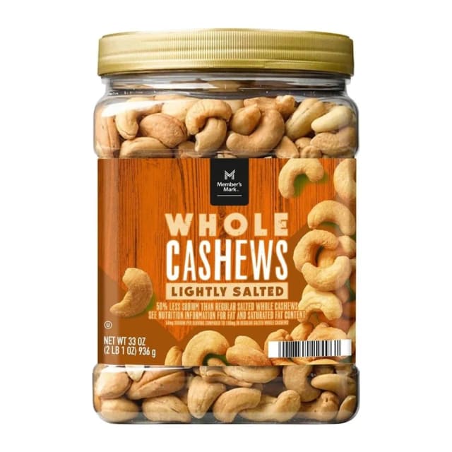 Member's Mark Lightly salted whole cashews, front of pack