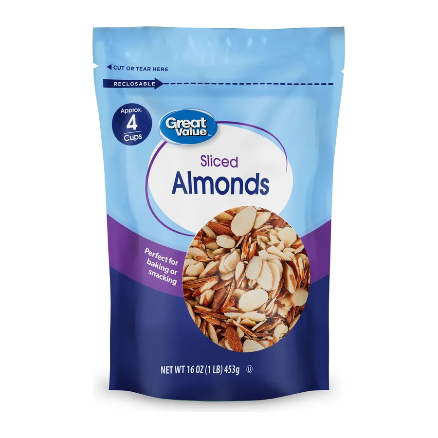 Great Value Sliced Almonds, front of pack