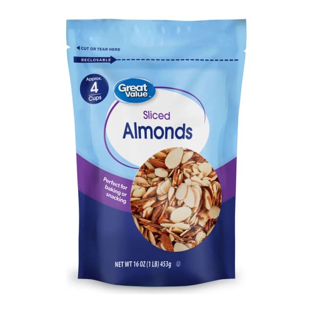 Great Value Sliced Almonds, front of pack