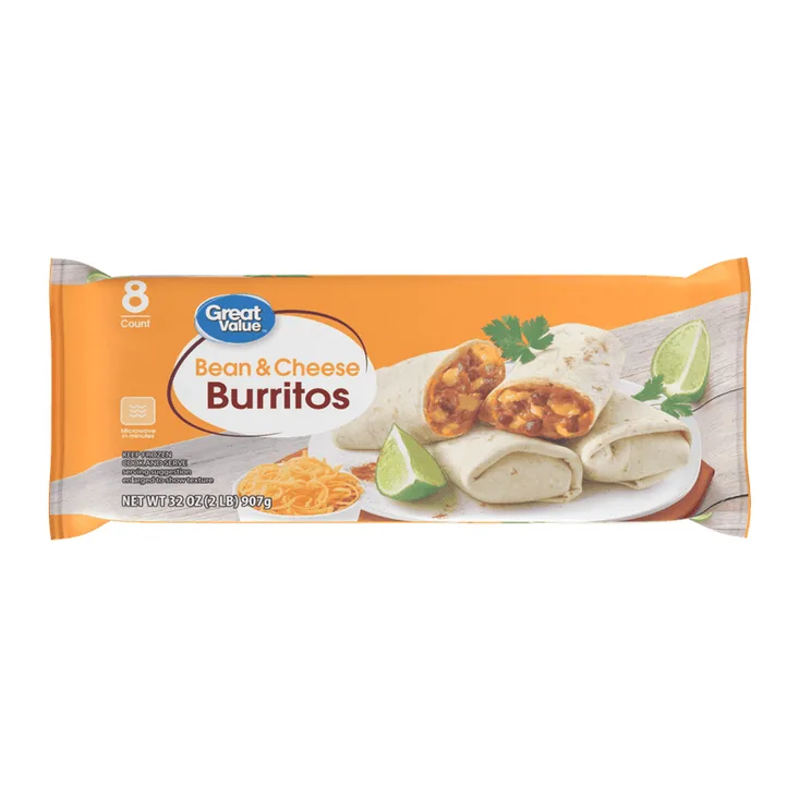 Great Value Bean & Cheese Burritos, front of pack
