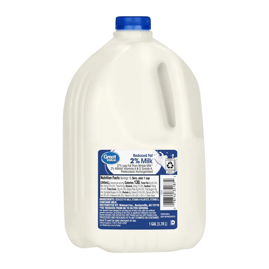 Great Value 2% Milk, front of pack