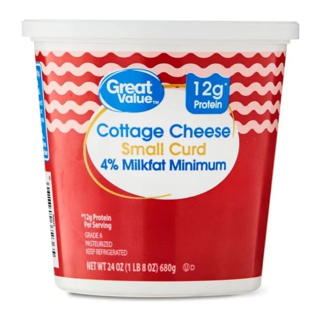 Great Value Cottage Cheese Small Curd, front of pack