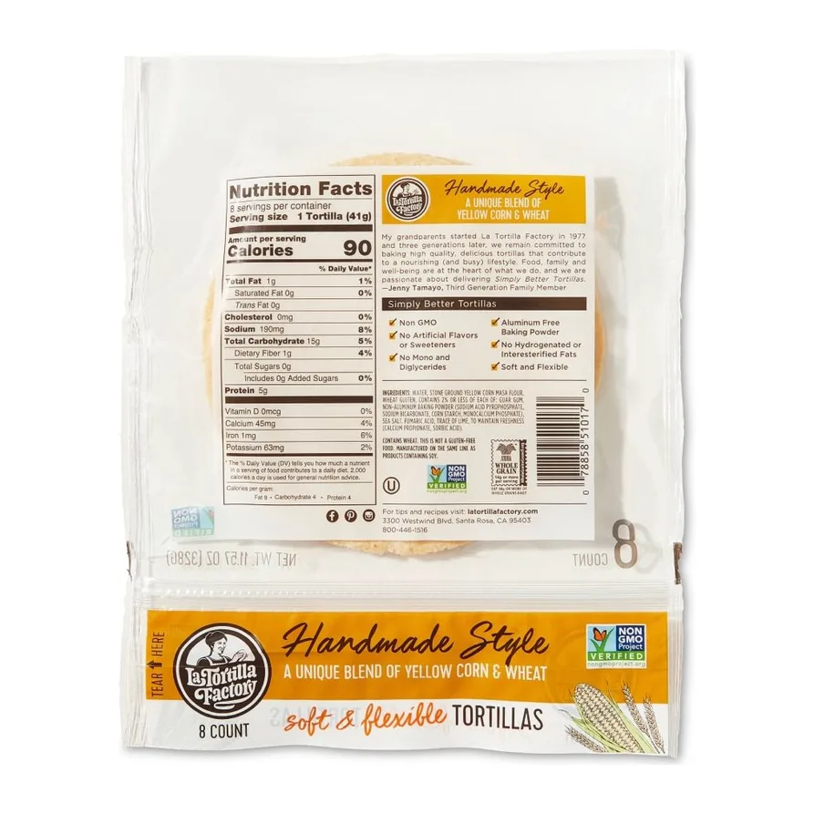 La Tortilla Factory Tortilla corn hms yllw, front of pack