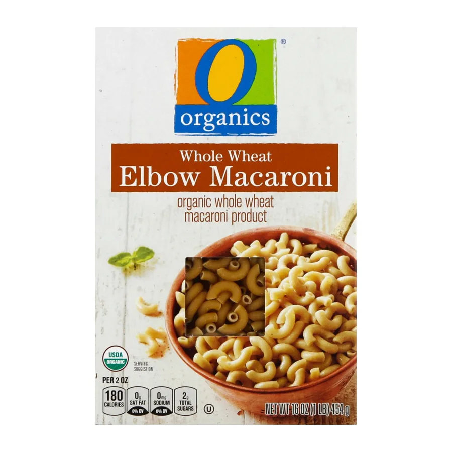 O Organics Whole Wheat Elbow Macaroni, front of pack