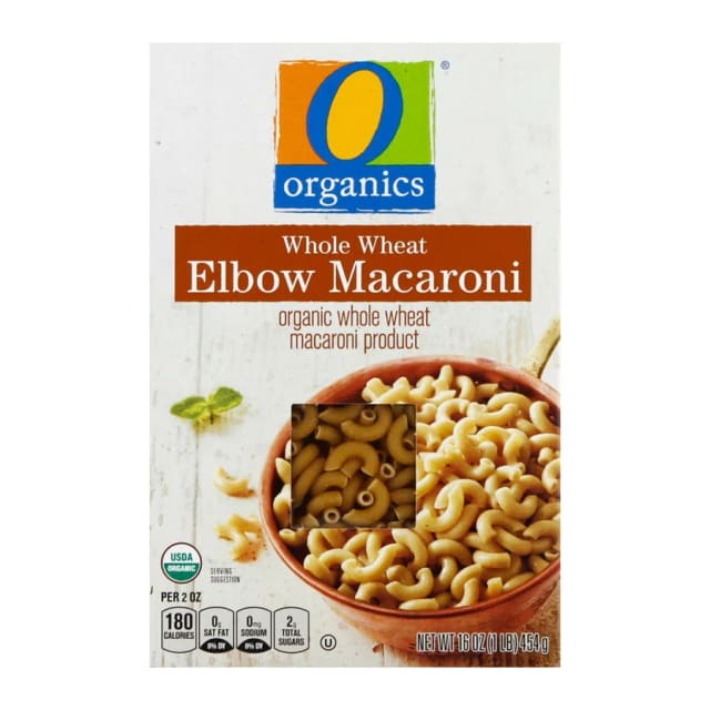 O Organics Whole Wheat Elbow Macaroni, front of pack