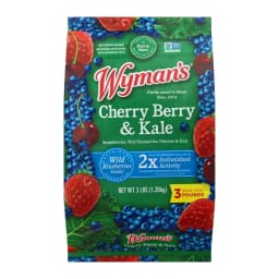 Wyman's Frozen strawberries, blueberries & cherries with kale, front of pack