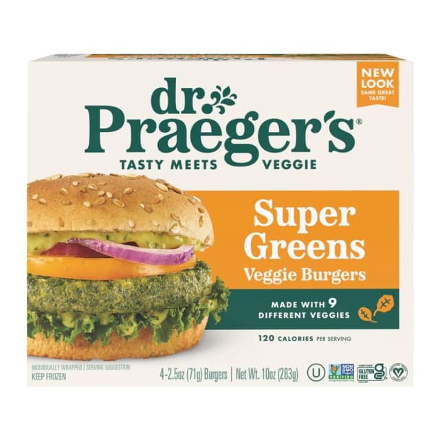 Dr. Praeger's Super Greens Veggie Burger, front of pack