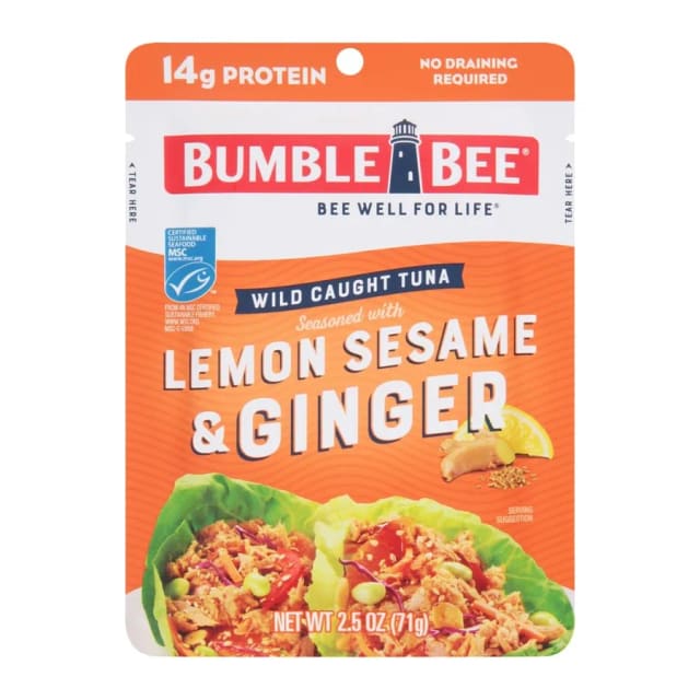 Bumble Bee Lemon Sesame & Ginger Seasoned Tuna, front of pack