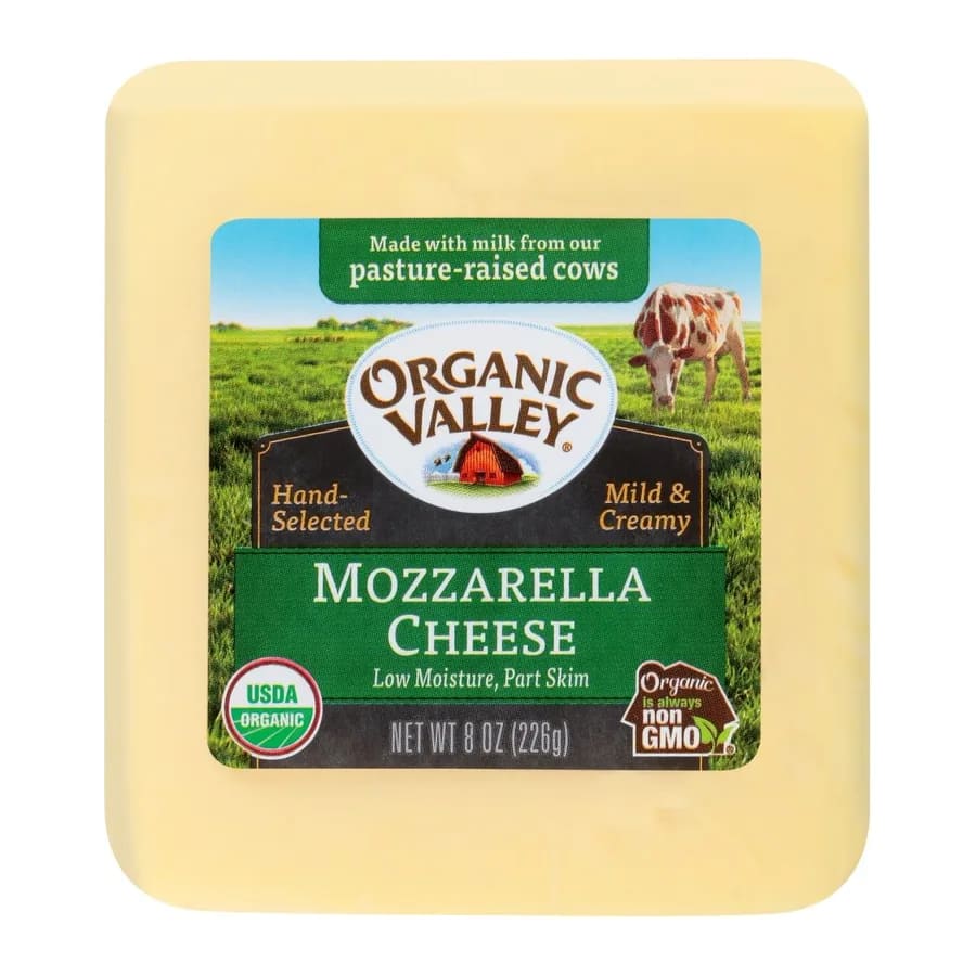 Organic Valley Mozzarella Cheese, front of pack