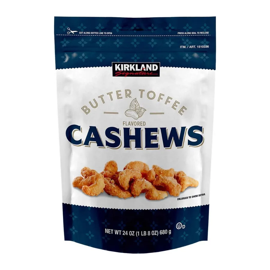 Kirkland Signature Butter Toffee Cashews, front of pack